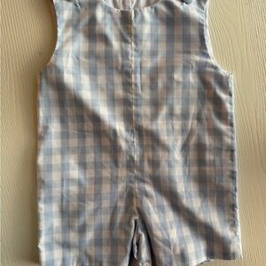 Boys Blue Gingham Matching Set Romper